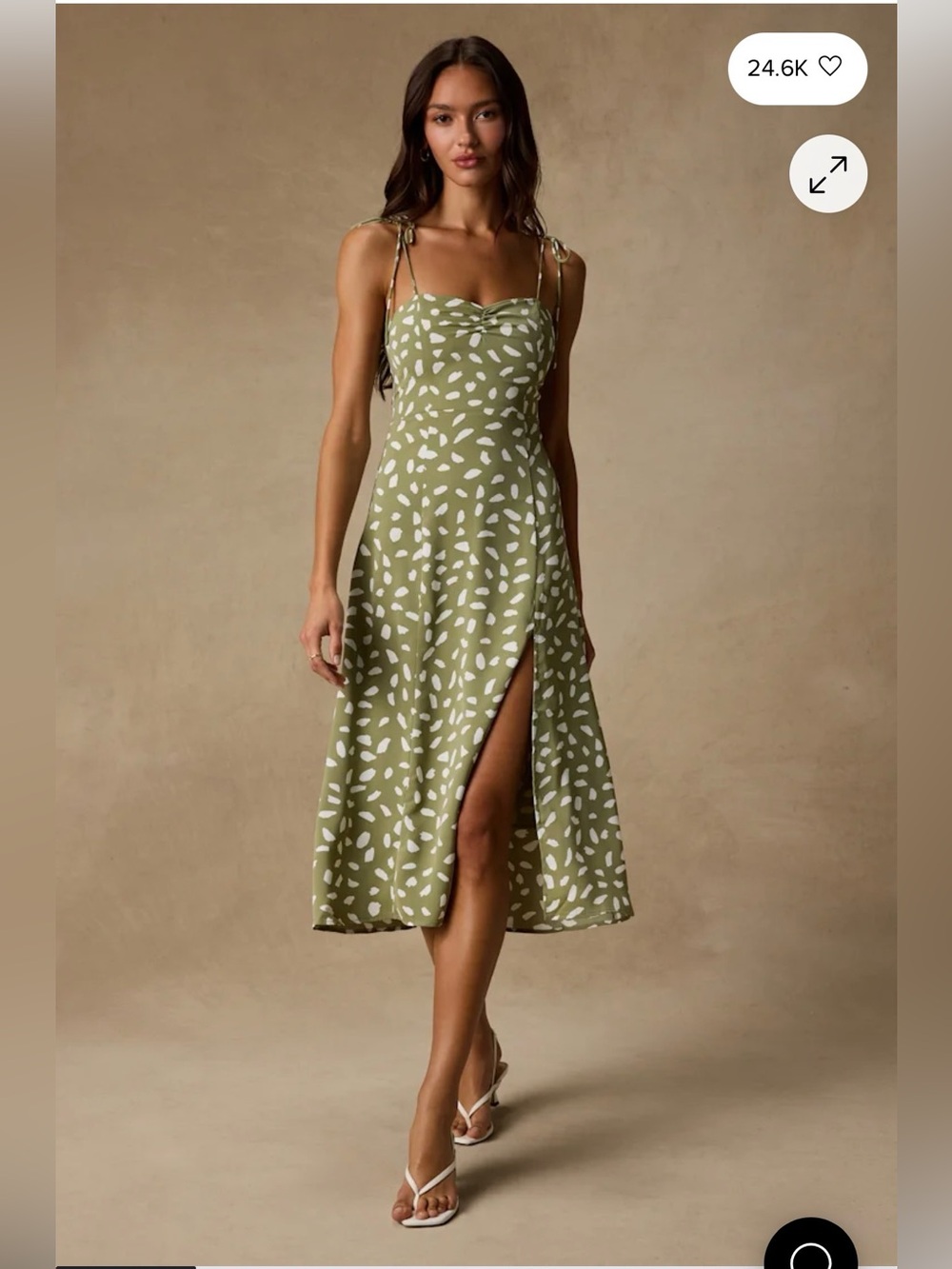 Lulus Party in Paris Sage Green Print Tie-Strap Midi Dress XL